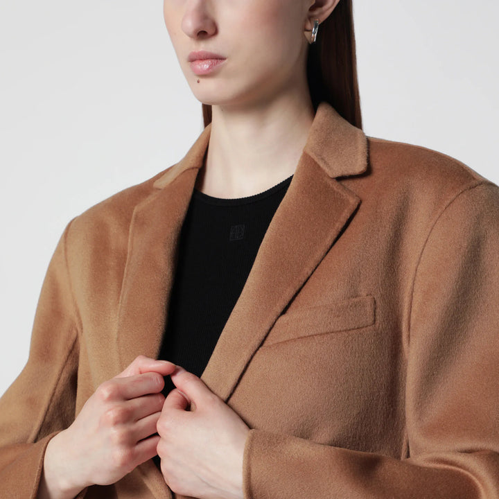 ANINE BING - Quinn blazer in wool and cashmere, camel Brand Coats &amp; Jackets