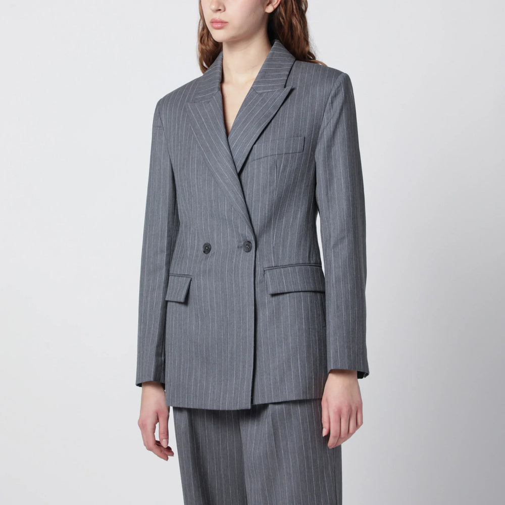 ANINE BING - Tiphaine blazer in light grey pinstripe fabric Brand Coats & Jackets M