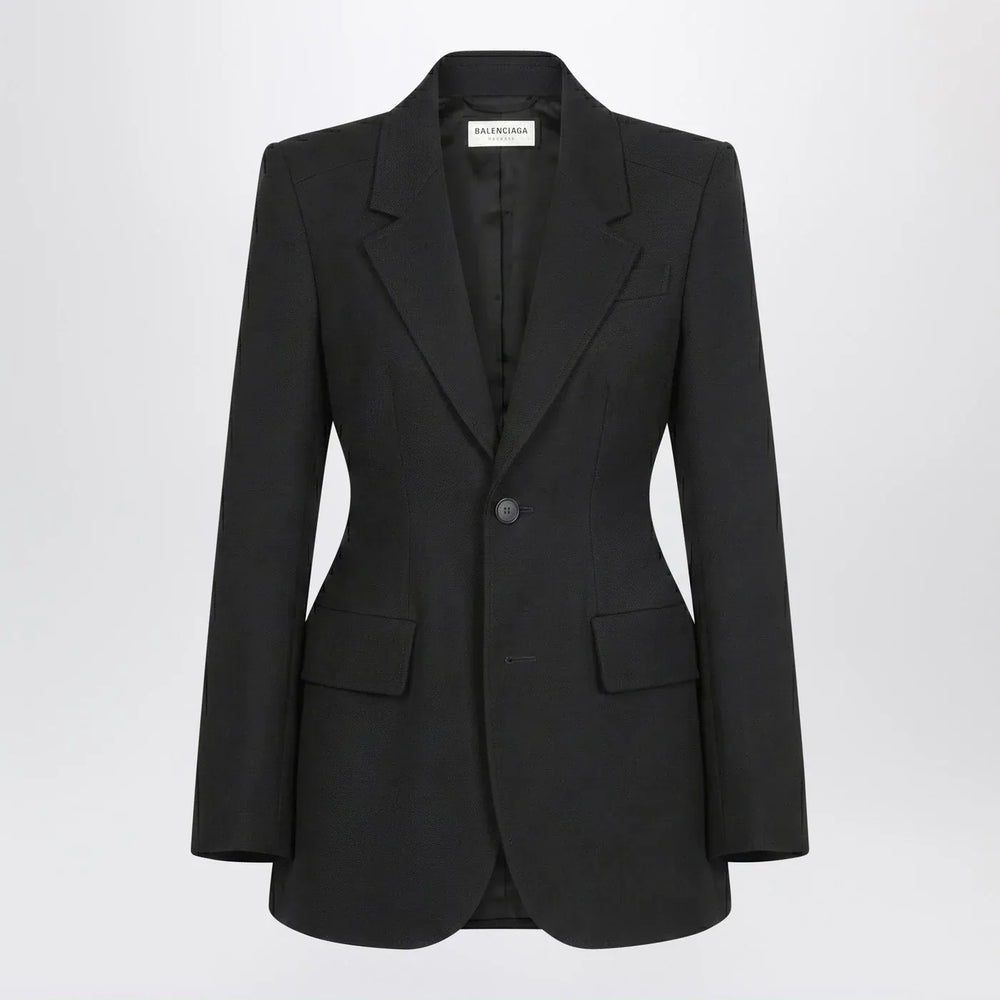 Balenciaga - Hourglass jacket in black wool twill Brand Coats & Jackets 38  FR