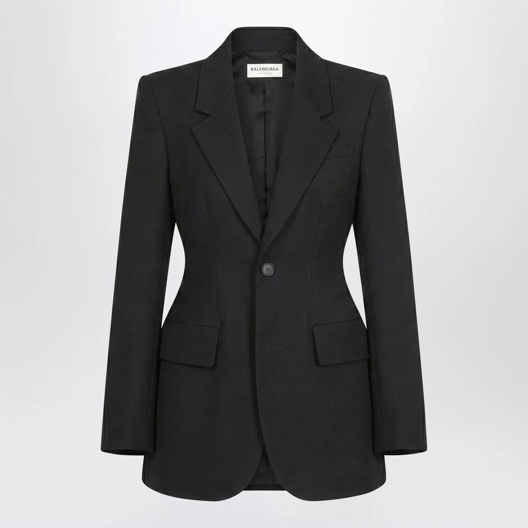 Balenciaga - Hourglass jacket in black wool twill Brand Coats &amp; Jackets 38  FR