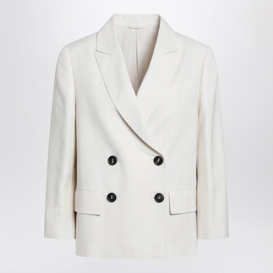 Coats & Jackets Brunello Cucinelli - Ivory fluid twill jacket in viscose and linen Brand