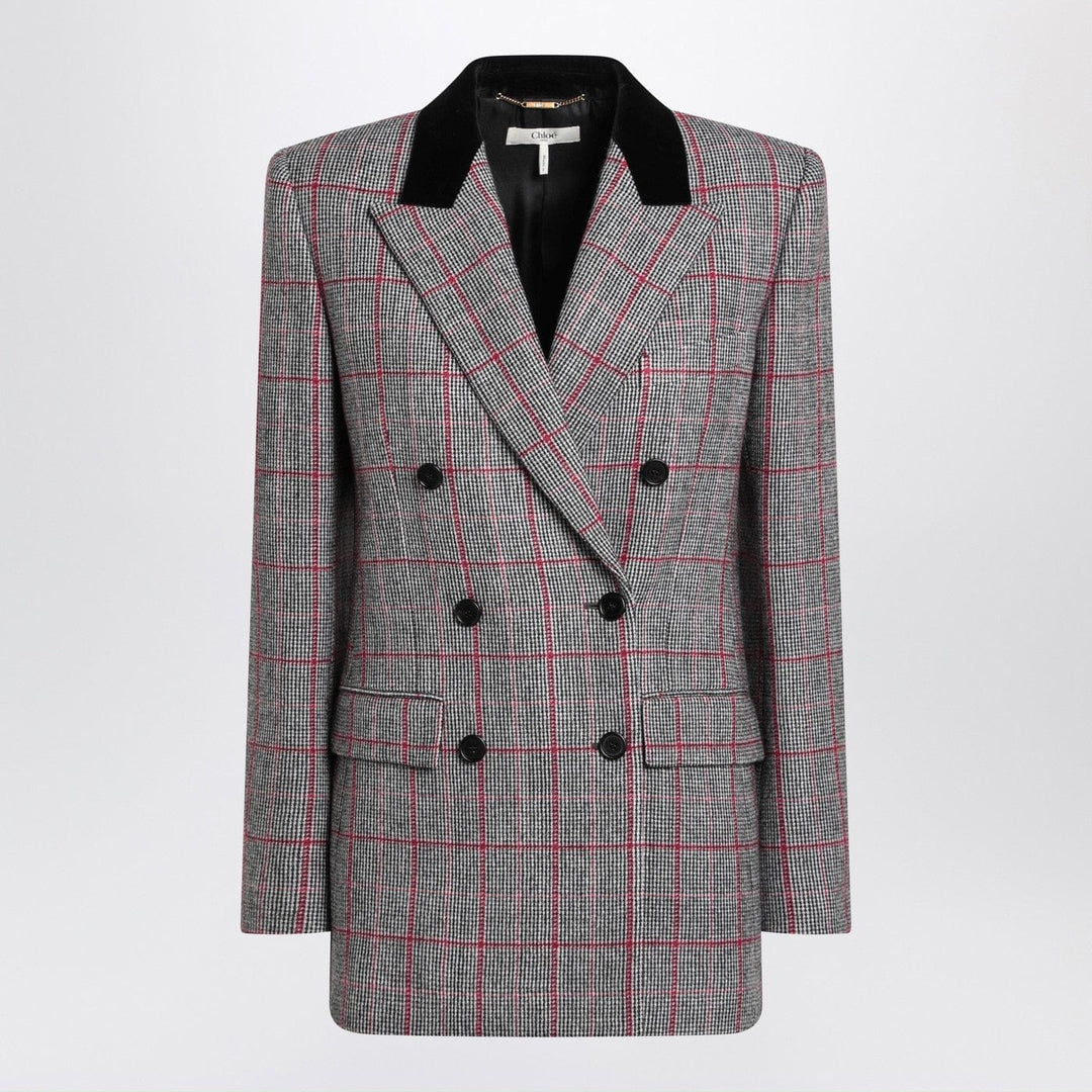 Coats &amp; Jackets 38  FR Chloé - Black/white checkered wool double-breasted blazer Brand