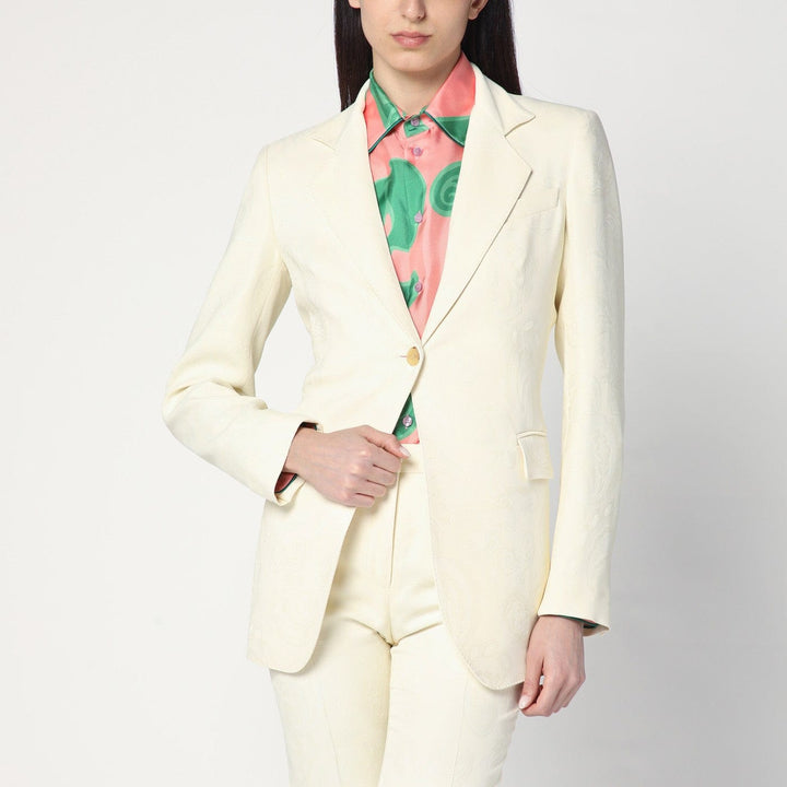Coats &amp; Jackets ETRO - White jacquard jacket with crossover detail Brand