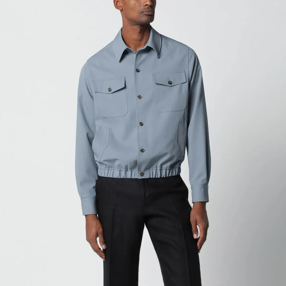 Lardini - Grey wool shirt jacket Brand Coats & Jackets M