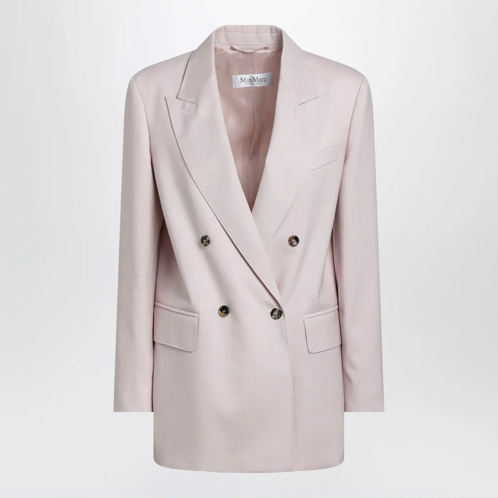 Max Mara - Dusty beige double-breasted wool-blend jacket Brand Coats & Jackets 40  IT