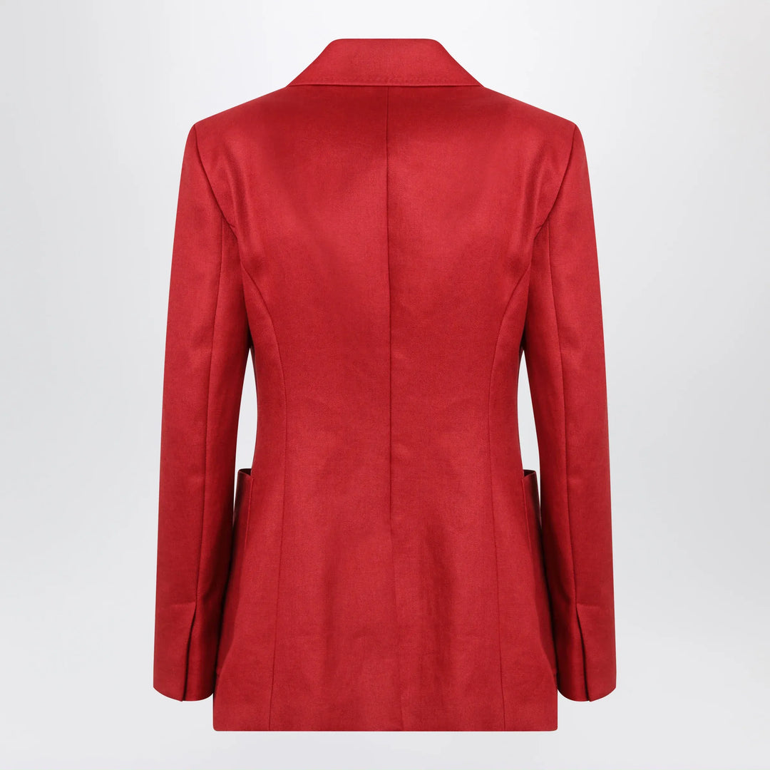 Max Mara - Semi-fitted single-breasted blazer in red linen Brand Coats &amp; Jackets