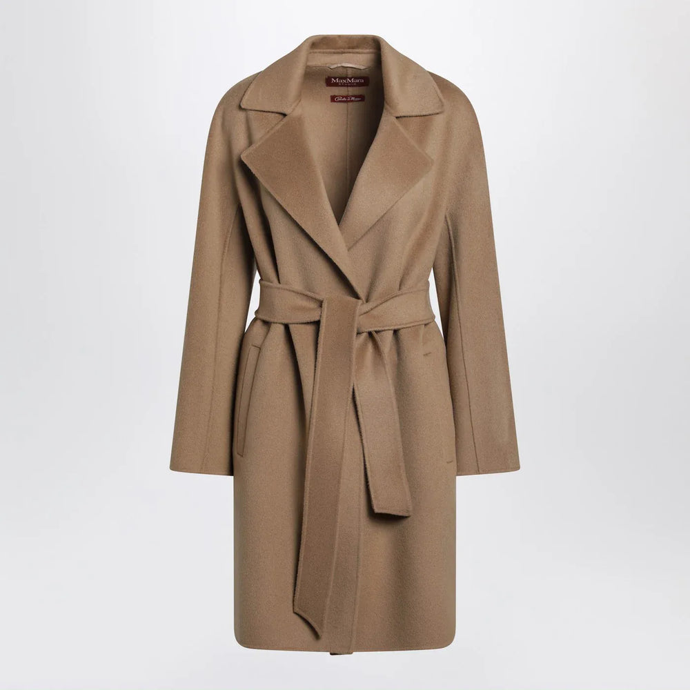 Max Mara Studio - Camel wrap coat in cashmere and wool Brand Coats & Jackets 40  IT