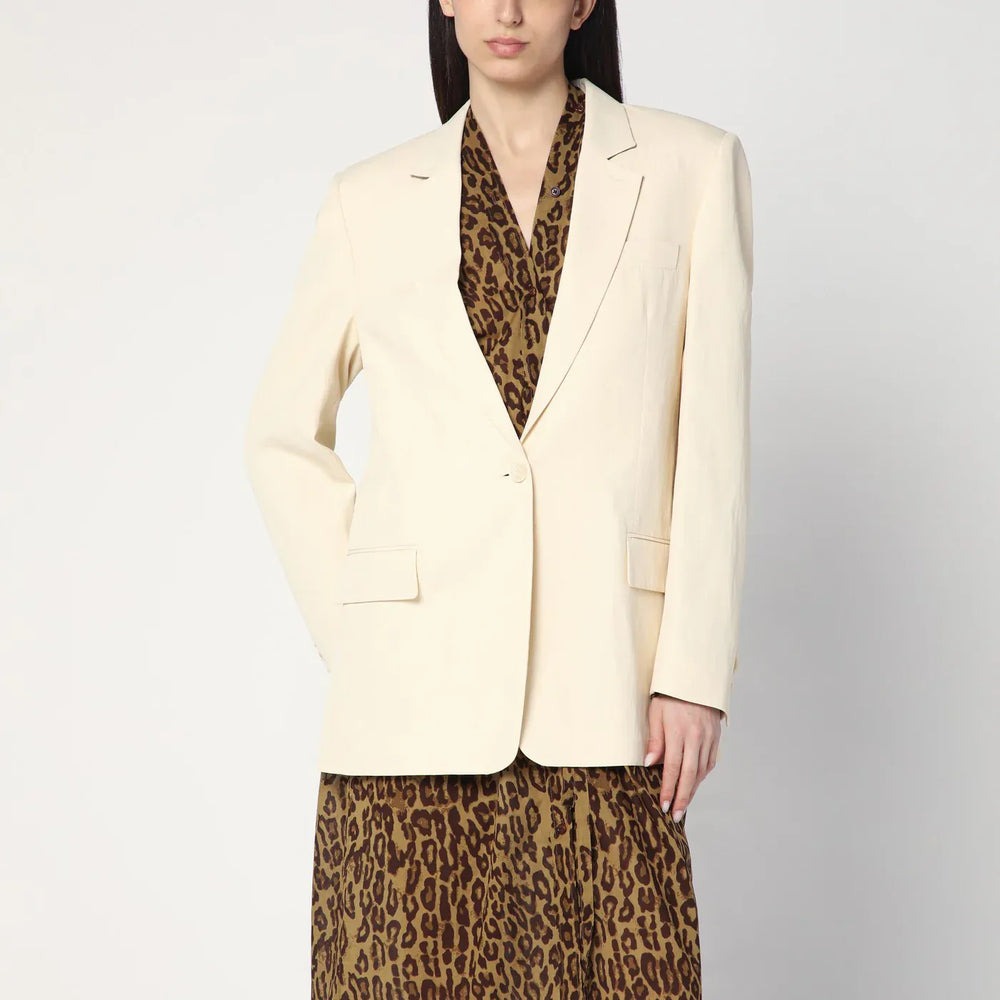 Stella McCartney - Single-breasted jacket in butter colour Brand Coats & Jackets 38  IT