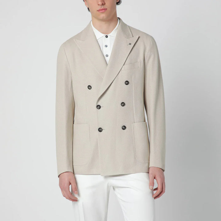Tagliatore - Beige double-breasted cotton jacket Brand Coats &amp; Jackets 48 IT