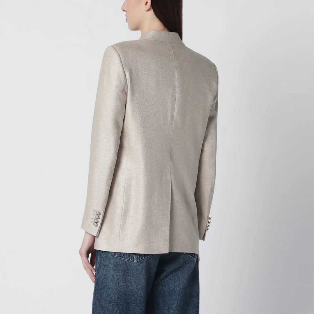 Tagliatore - Beige silk double-breasted jacket Brand Coats &amp; Jackets