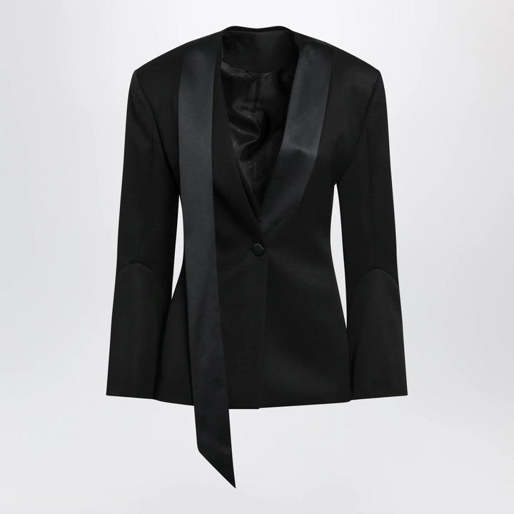 The Attico - Black virgin wool tuxedo jacket with satin lapels Brand Coats &amp; Jackets 40  IT