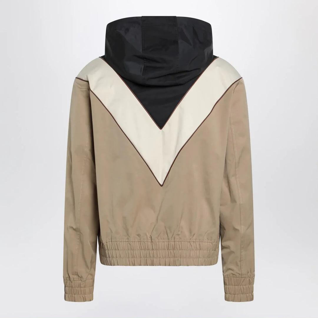 Valentino - Black butter and camel jacket with Vlogo patch Brand Coats &amp; Jackets