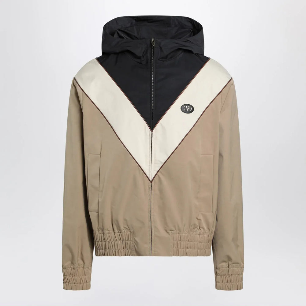 Valentino - Black butter and camel jacket with Vlogo patch Brand Coats & Jackets 48 IT