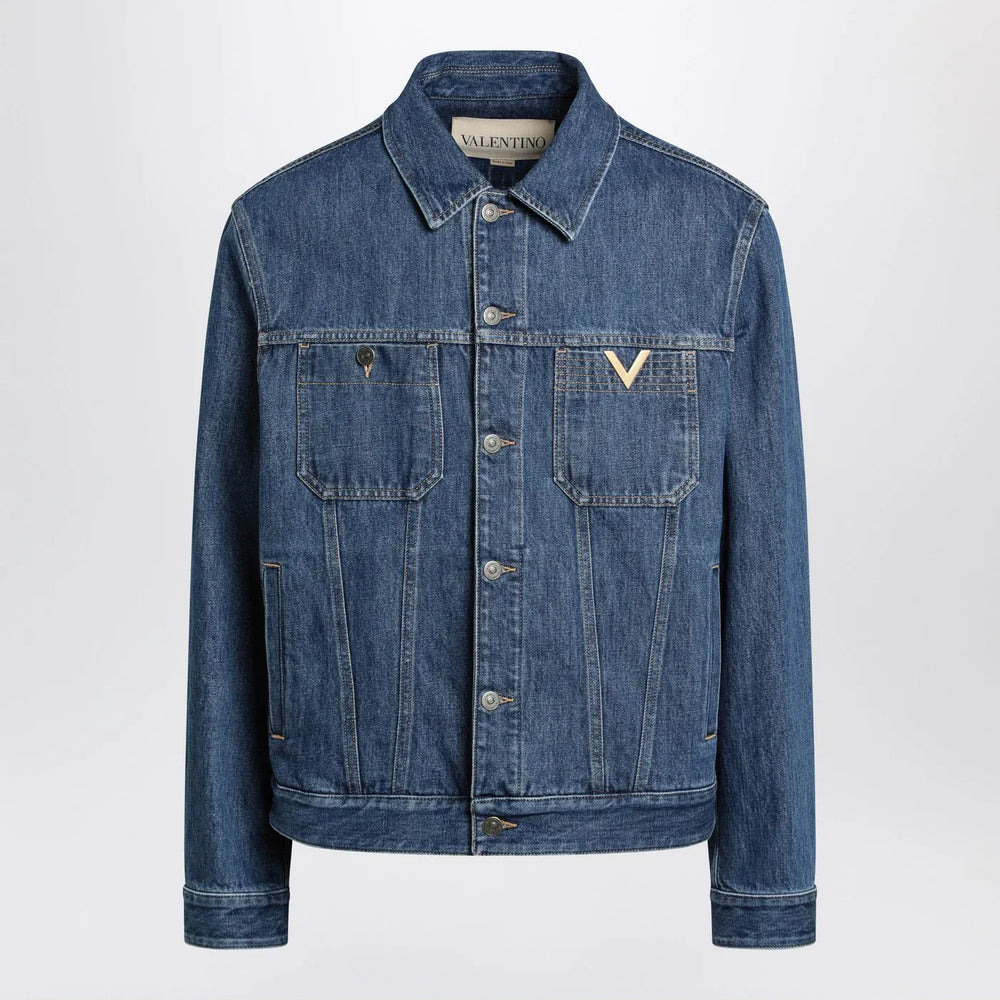 Valentino - Blue denim jacket with Vgold detail Brand Coats & Jackets 48 IT