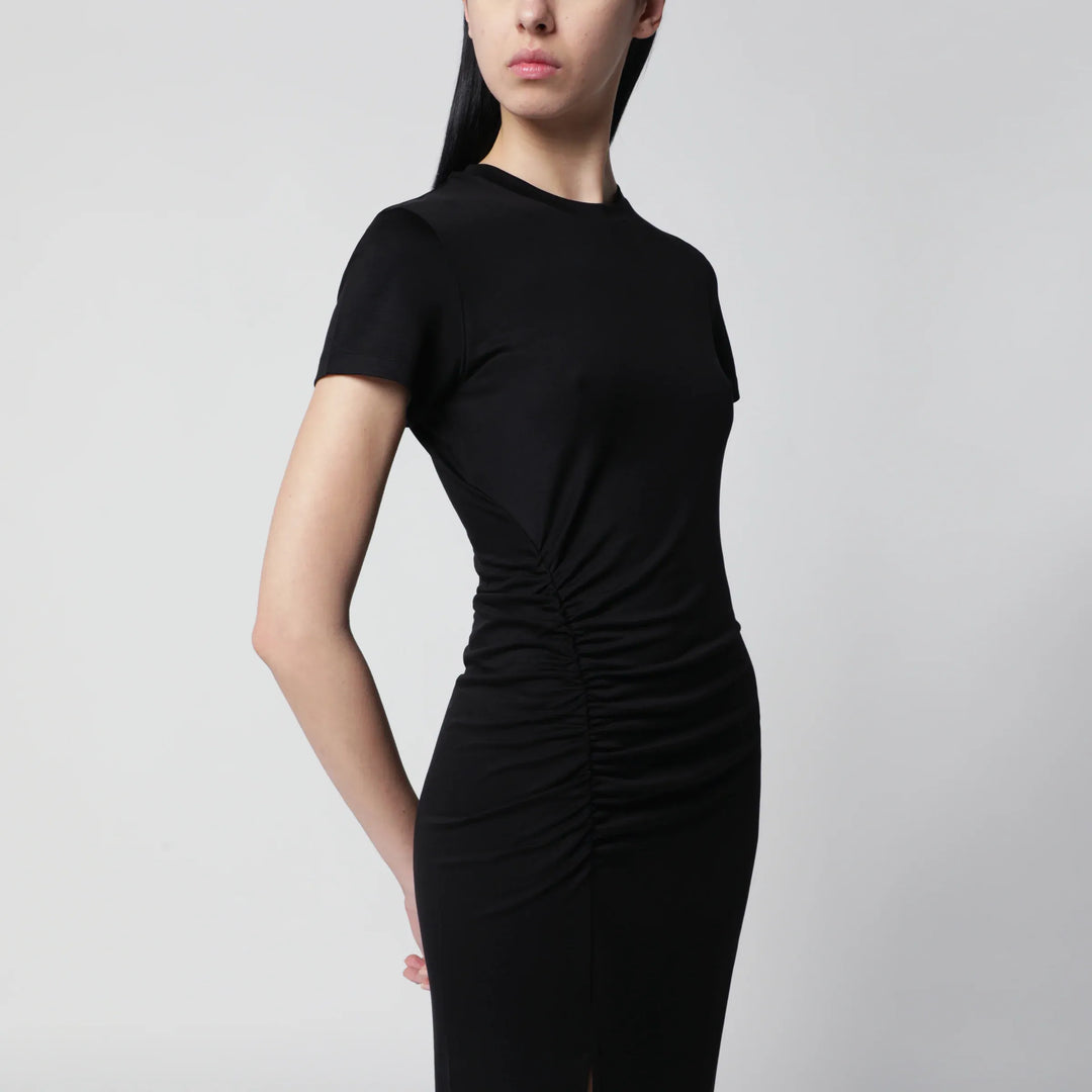 ANINE BING - Vida midi dress in stretch jersey black Brand Dresses