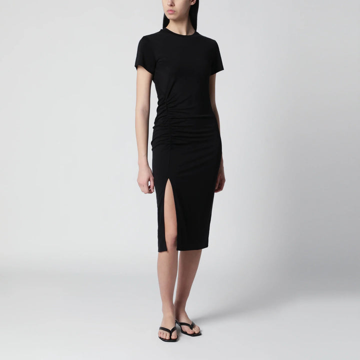 ANINE BING - Vida midi dress in stretch jersey black Brand Dresses S