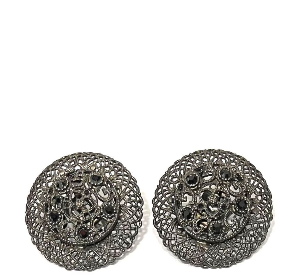 Giora Earrings Giora' Italian Filigrain Round Earrings Ruthenium Brand