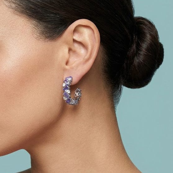 LEIBISH Tanzanite & Diamond Hoop Earrings Brand Earrings