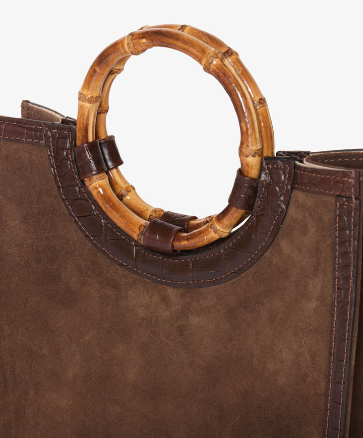 My Style Bags Personalised Bamboo Medium Deluxe Handbag – Dark Brown Brand Handbag