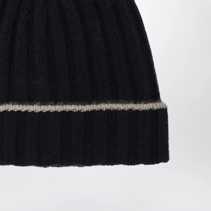 Brunello Cucinelli - Ribbed cashmere beanie in navy blue Brand Hats M
