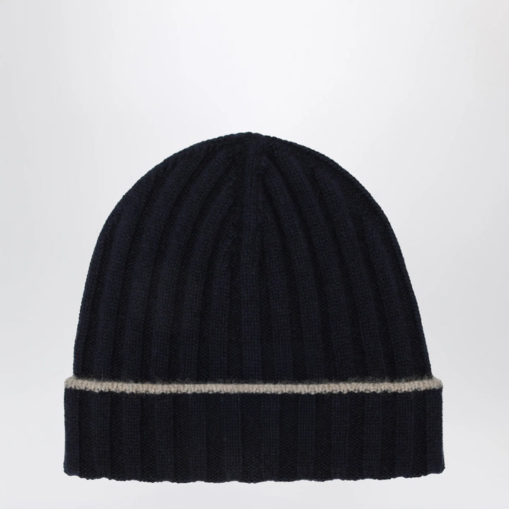 Brunello Cucinelli - Ribbed cashmere beanie in navy blue Brand Hats M