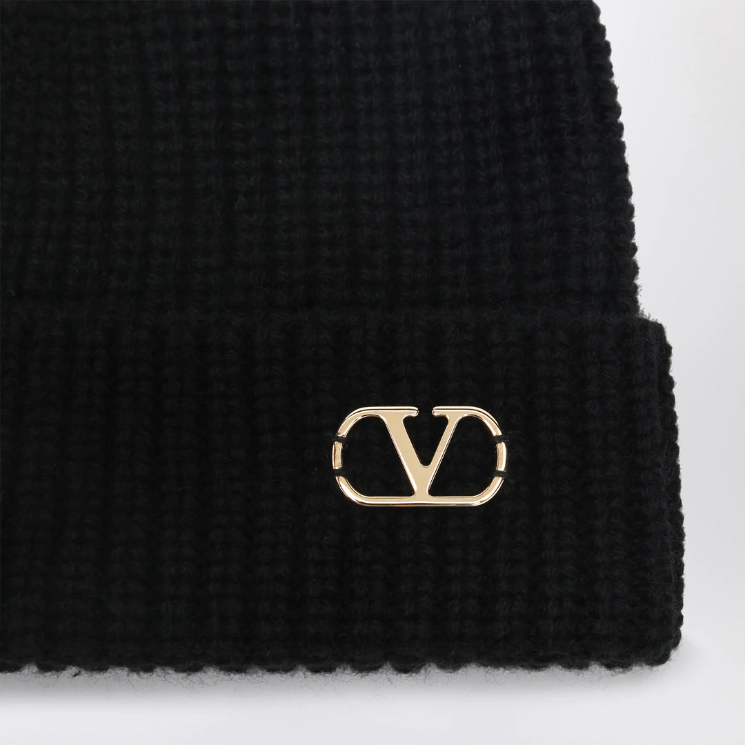Valentino Garavani - Black Vlogo Signature cashmere beanie Brand Hats U