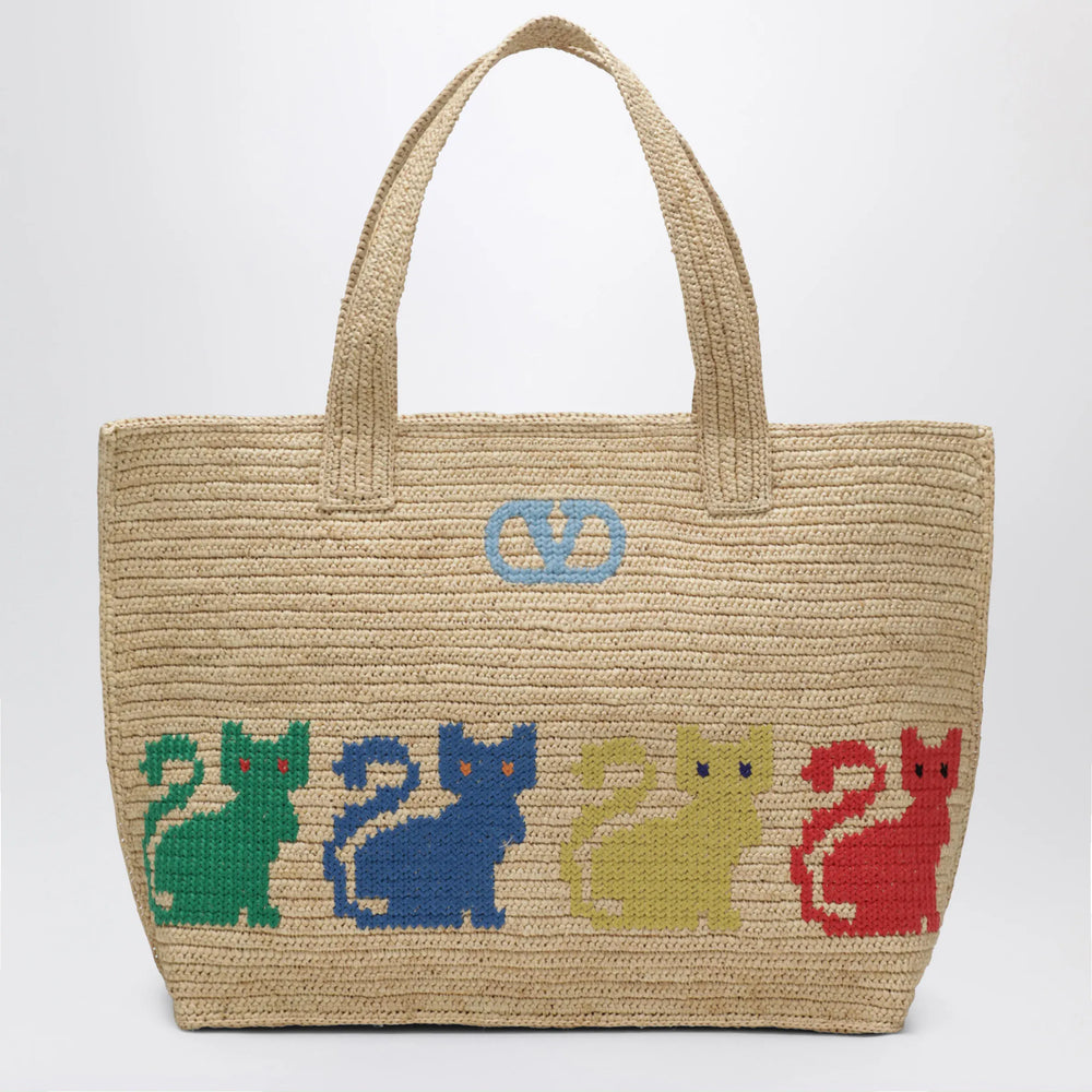Valentino Garavani - Large Raffiachat shopping bag in raffia Brand Hats TU