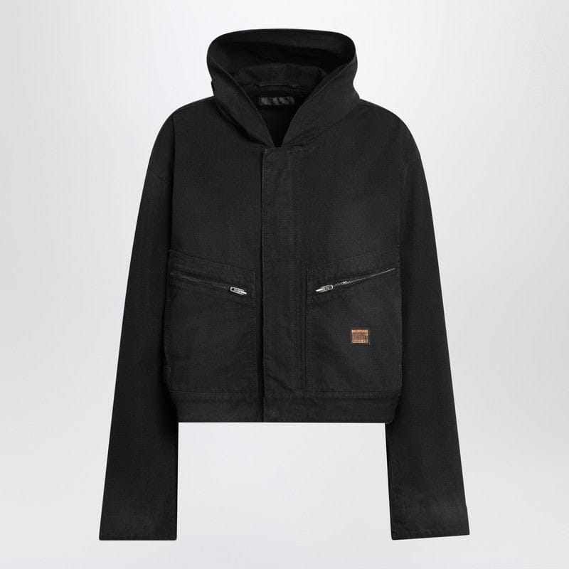 Coats &amp; Jackets Balenciaga - Cropped jacket with hood in black - XS Brand