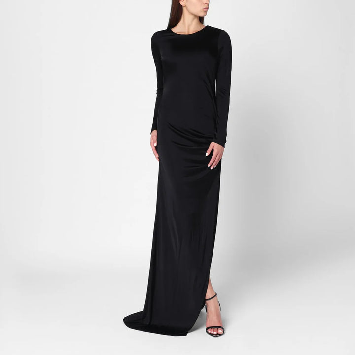 Giuseppe di Morabito - Long black dress with brooch detail Brand Jewelry 40  IT