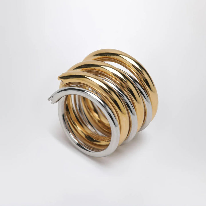 PANCONESI - Spiral ring in gold and silver tone Brand Jewelry