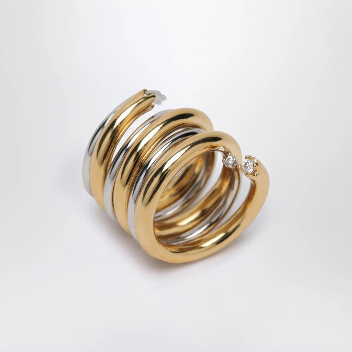 PANCONESI - Spiral ring in gold and silver tone Brand Jewelry S