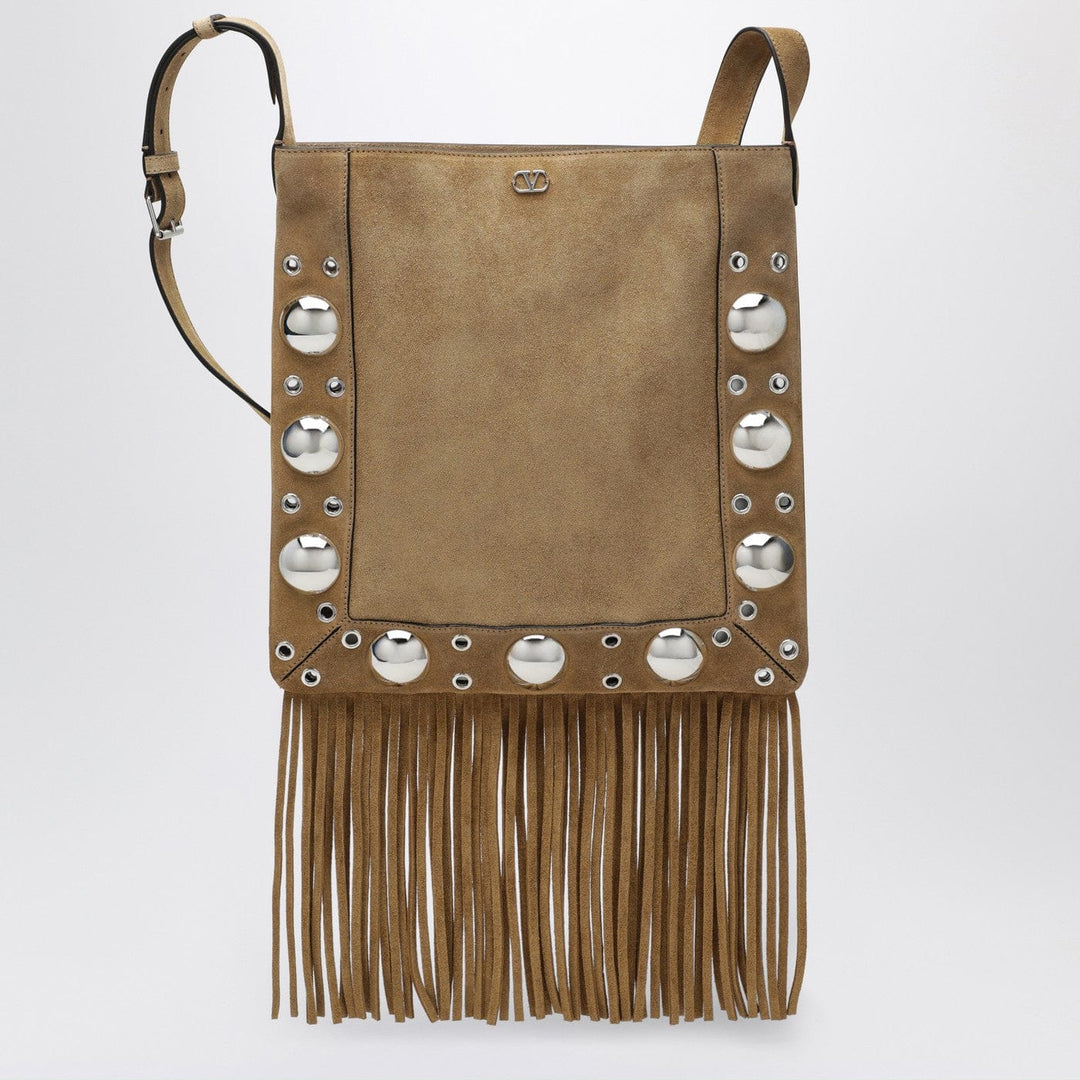 Jewelry TU Valentino Garavani - Beige Nellcôte bag in suede with fringes Brand