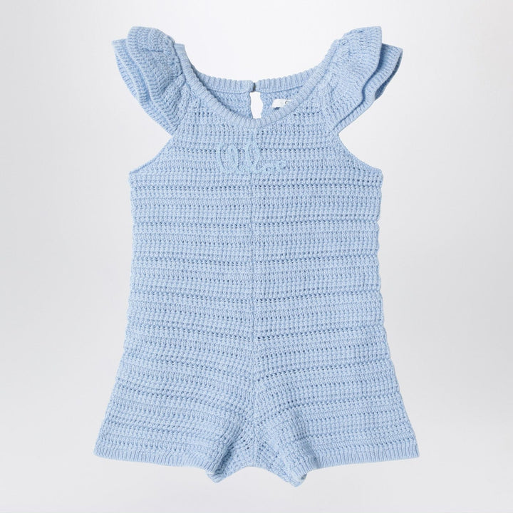 Jumpsuits &amp; Rompers Chloé - Light blue openwork romper with logo embroidery Brand