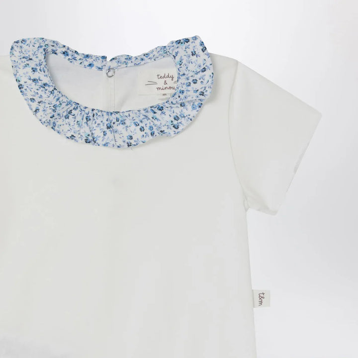 Teddy &amp; Minou - White romper with Liberty fabric collar Brand Jumpsuits &amp; Rompers