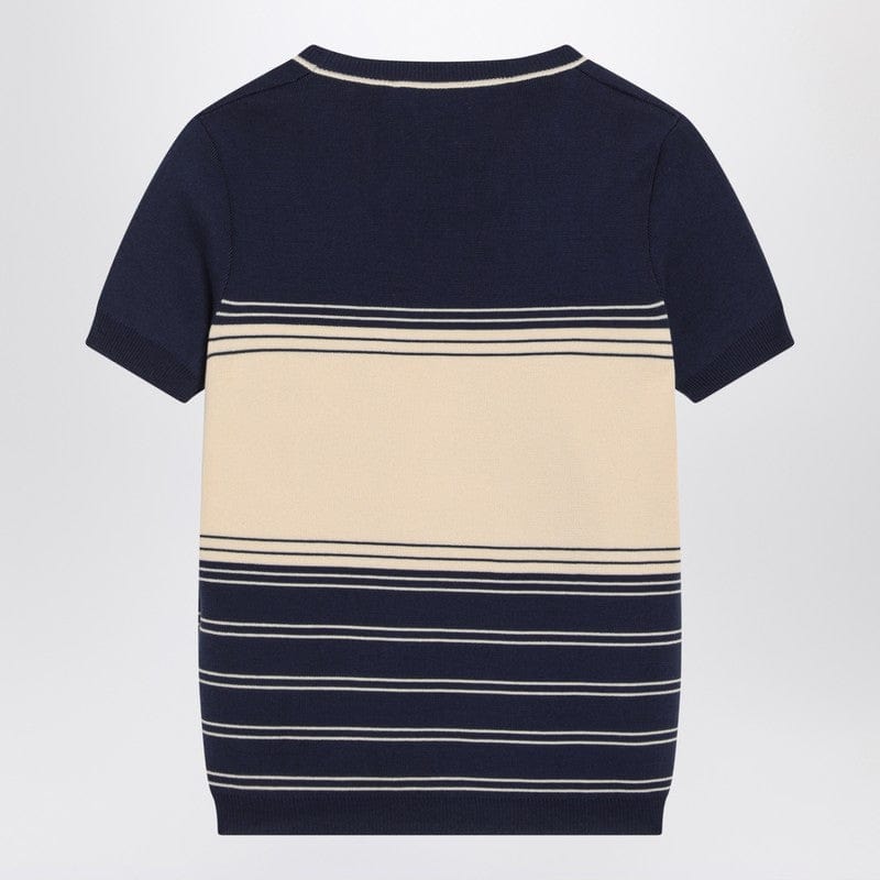 Valentino Knitwear Blue ribbed top with Chez Valentino embroidery Blue ribbed top with Chez Valentino embroidery Brand