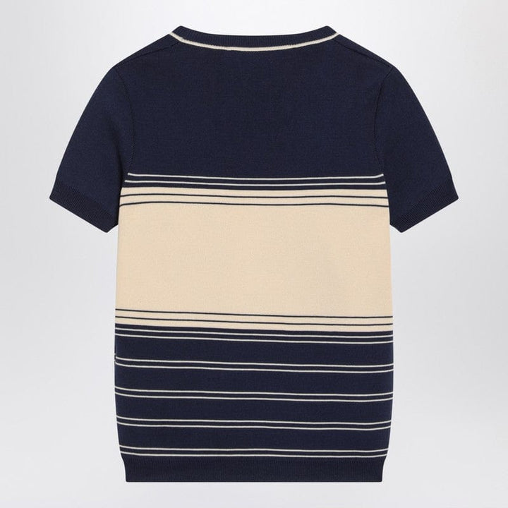 Valentino Knitwear Blue ribbed top with Chez Valentino embroidery Blue ribbed top with Chez Valentino embroidery Brand