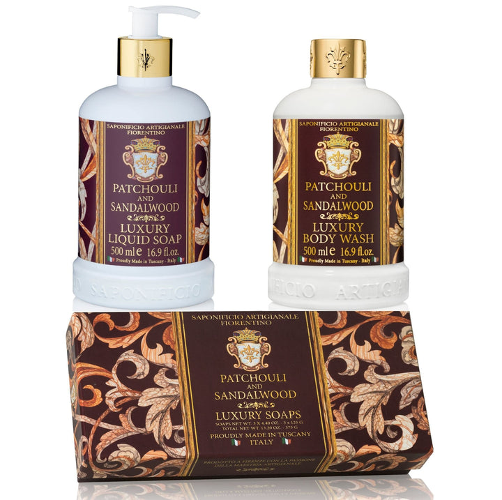 Saponificio Artigianale Fiorentino Liquid Hand Soap Saponificio Artigianale Fiorentino Patchouli & Sandalwood Scent Bundle Set Brand