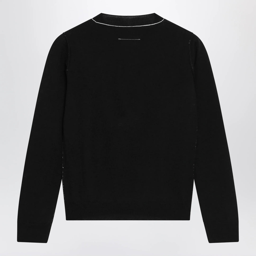 MM6 Maison Margiela - Wool-blend sweater with contrast trim in black Brand