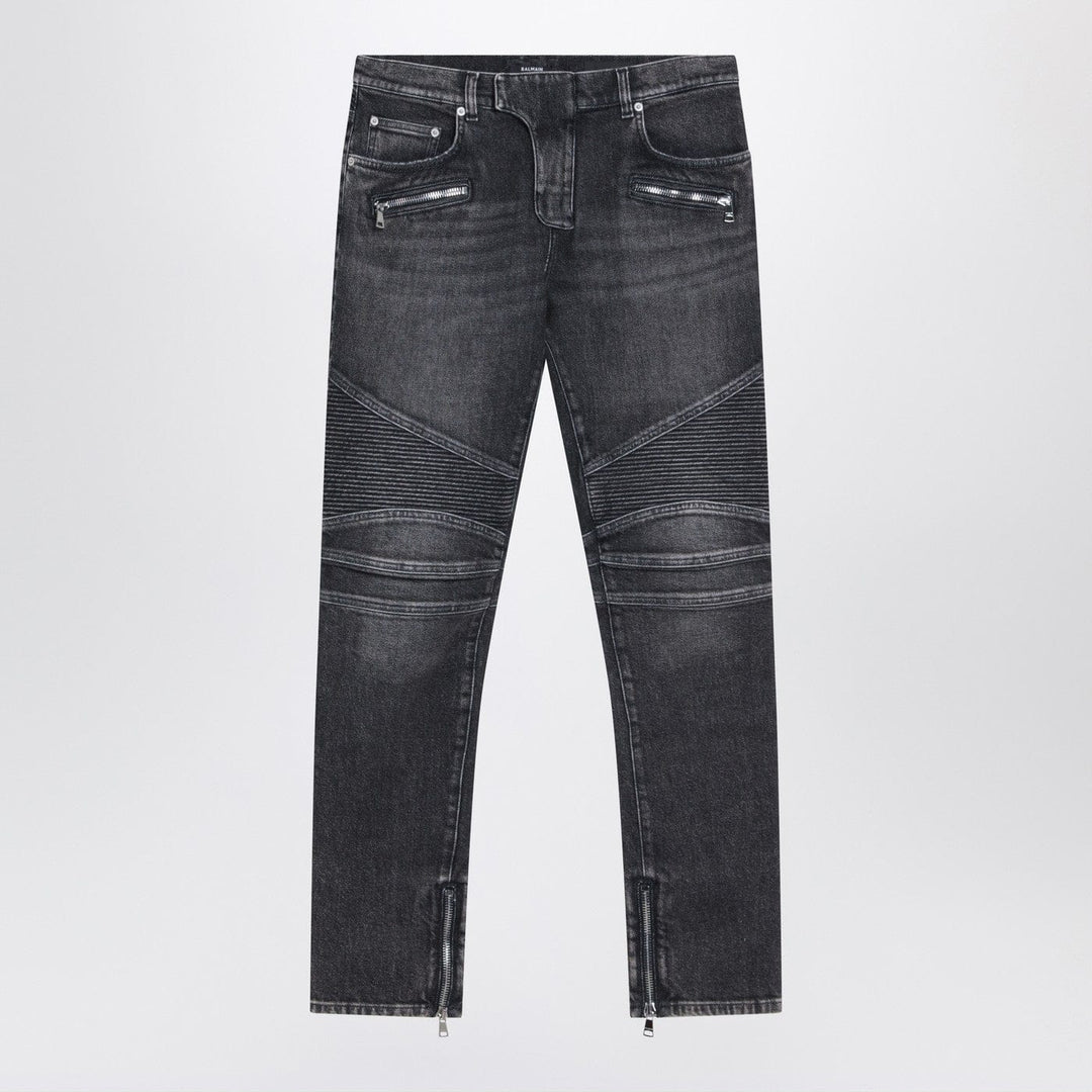 Pants 33 Balmain - Grey washed slim biker jeans Brand