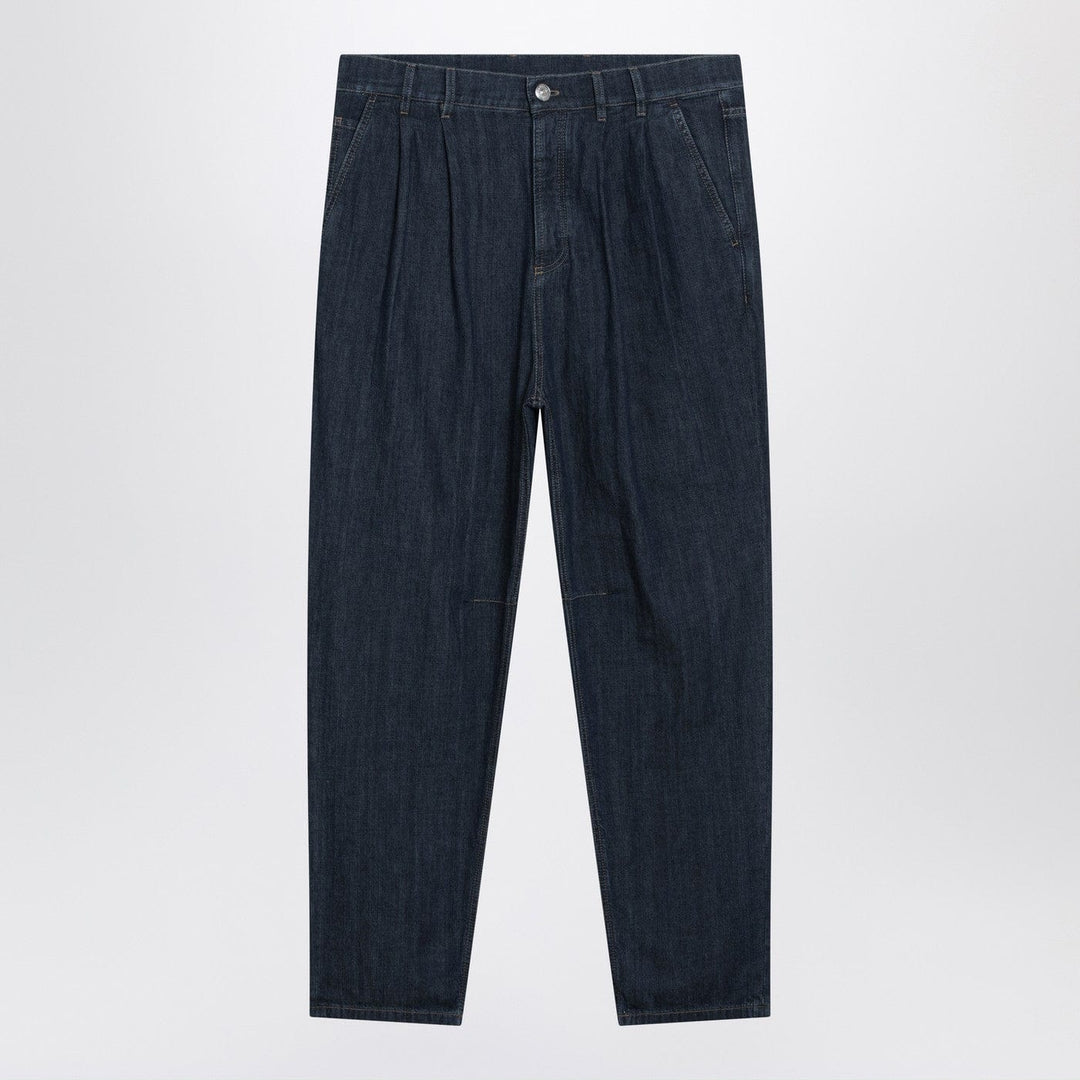 Pants Brunello Cucinelli - Slim-fit jeans with pleats in blue denim Brand