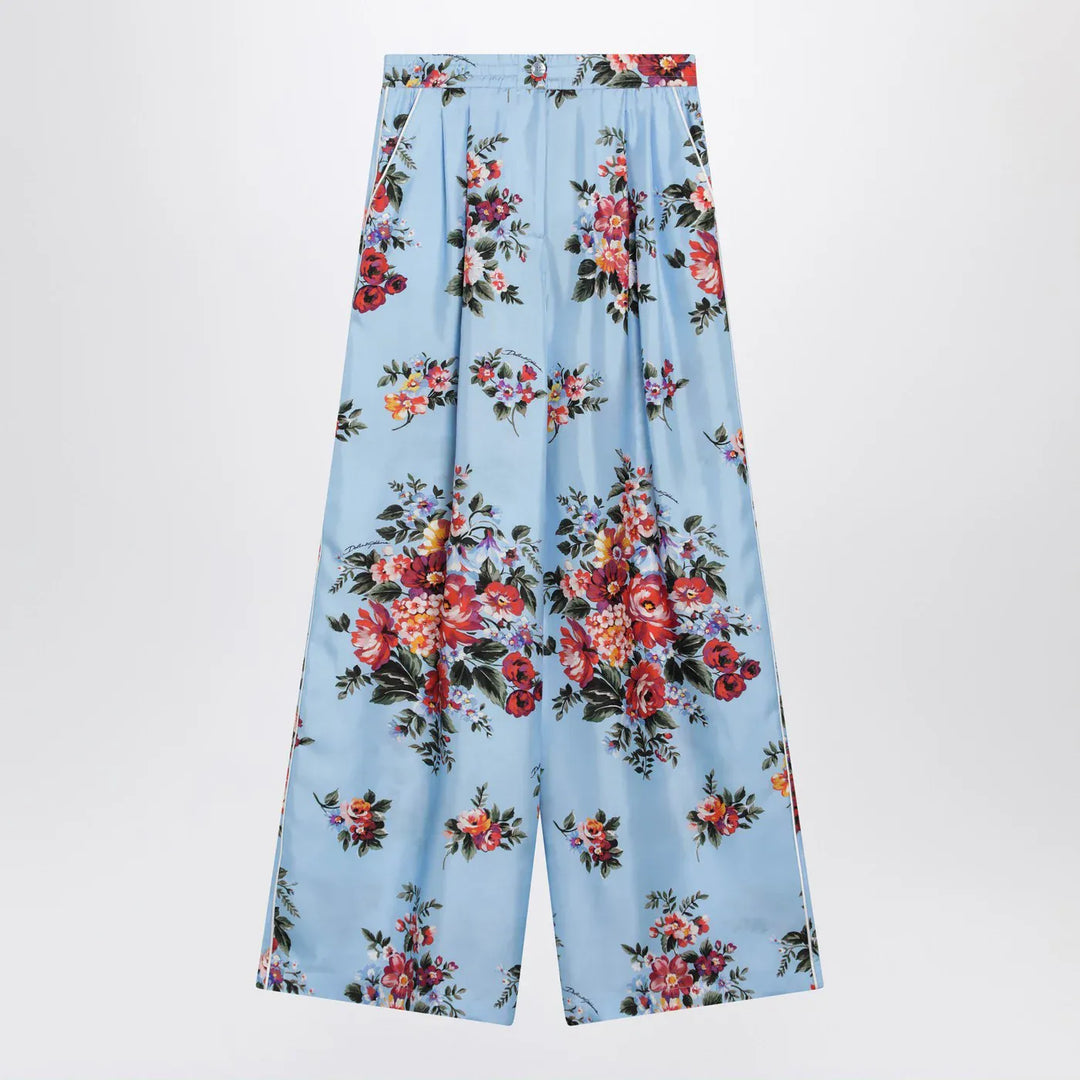Dolce&amp;Gabbana - Silk twill trousers with floral print Brand Pants 40  IT