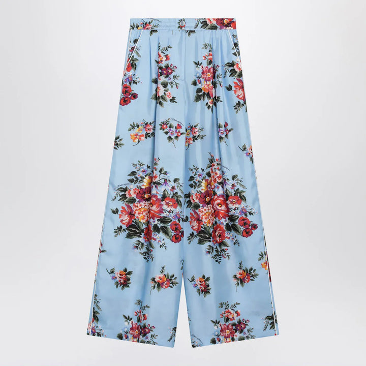 Dolce&amp;Gabbana - Silk twill trousers with floral print Brand Pants 40  IT
