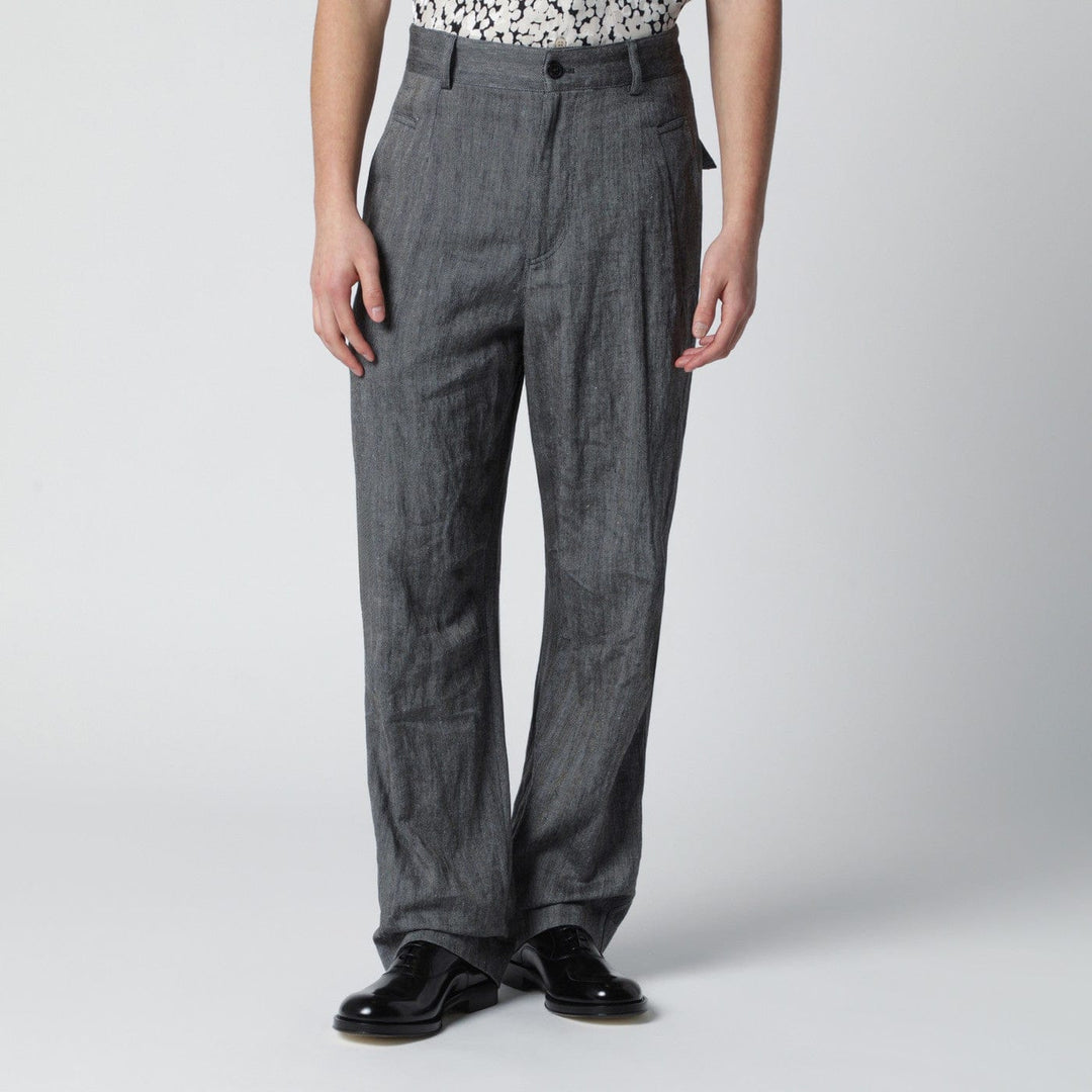 Pants Dries Van Noten - Black herringbone trousers Brand