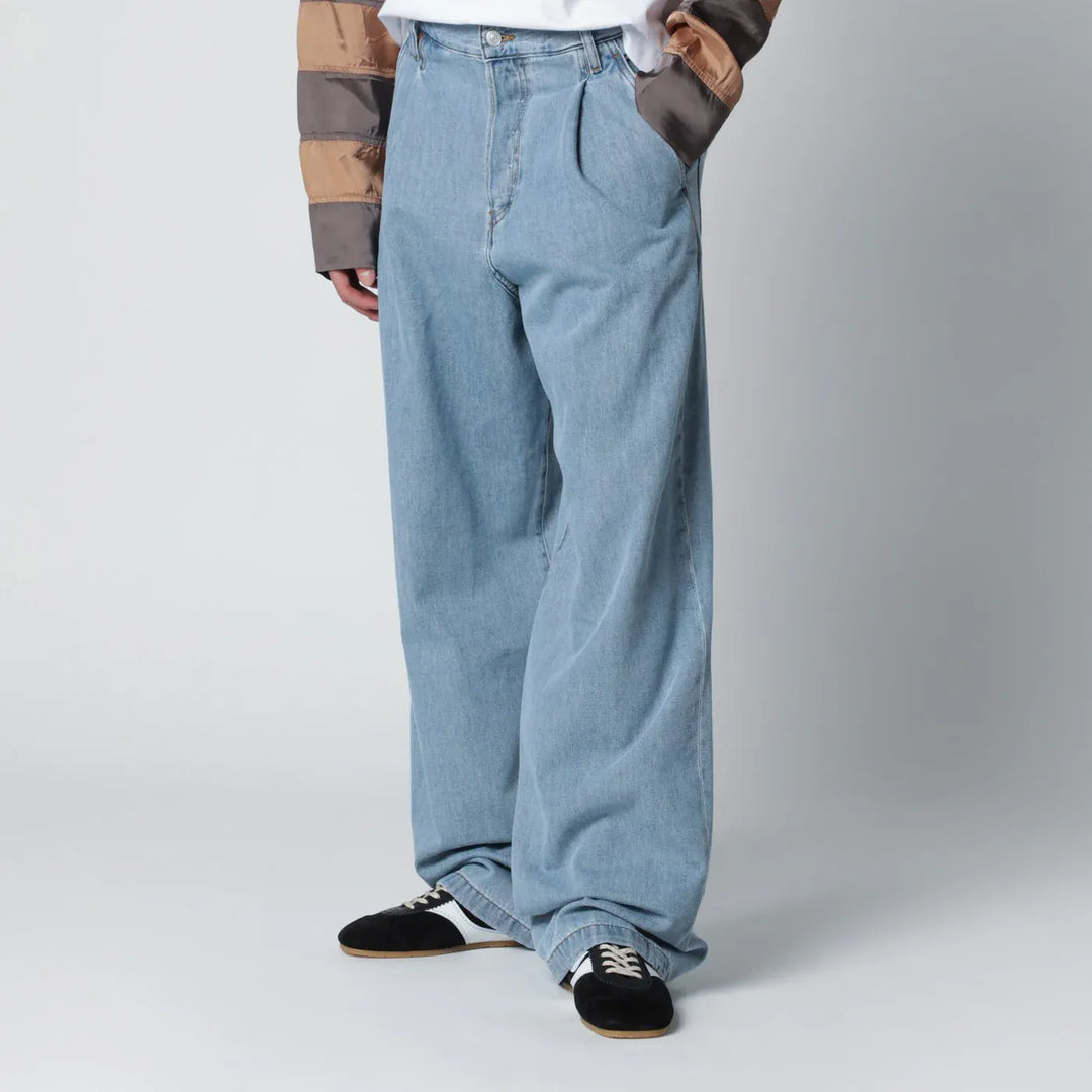 Dries Van Noten - Light blue wide-leg jeans with pleats Brand Pants 32