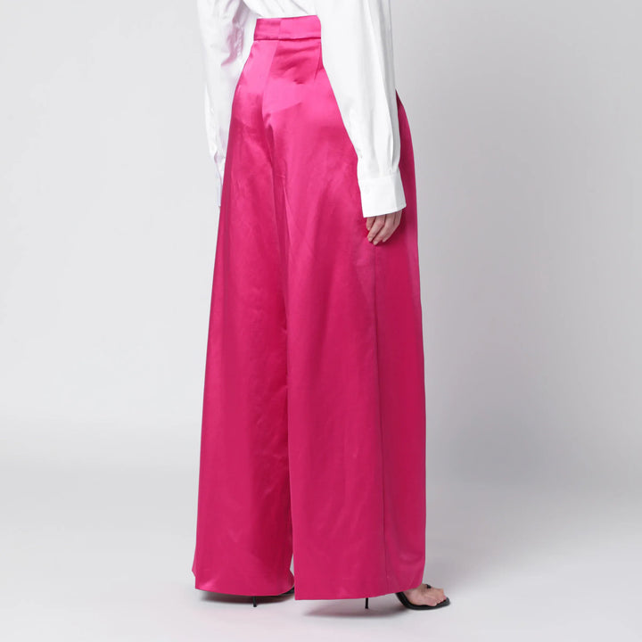 Dries Van Noten - Wide pleated fuchsia satin trousers Brand Pants 34  FR