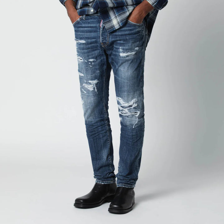 Dsquared2 - Slim blue washed jeans with rips Brand Pants