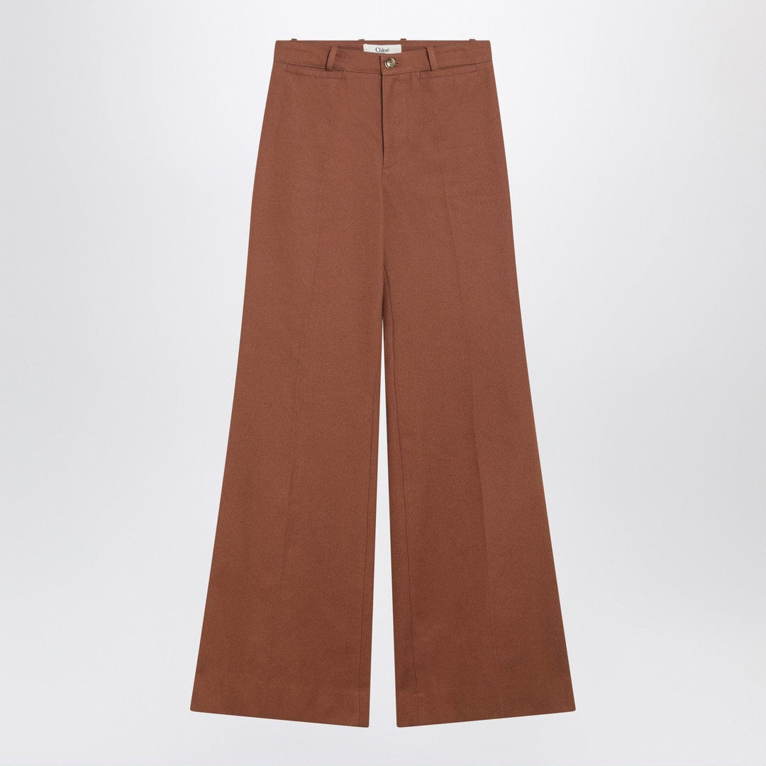 Pants Flared cotton trousers in nougat colour Brand