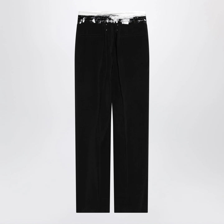 Maison Margiela - Black pants with tape-detail waistband Brand Pants