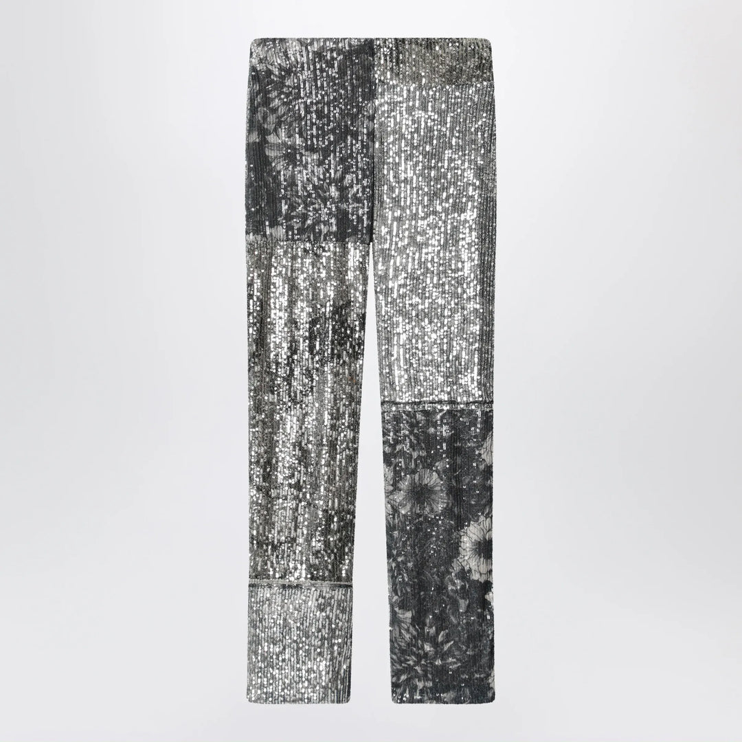 Maison Margiela - Patchwork trousers with floral sequins, multicolor Brand Pants 42  IT