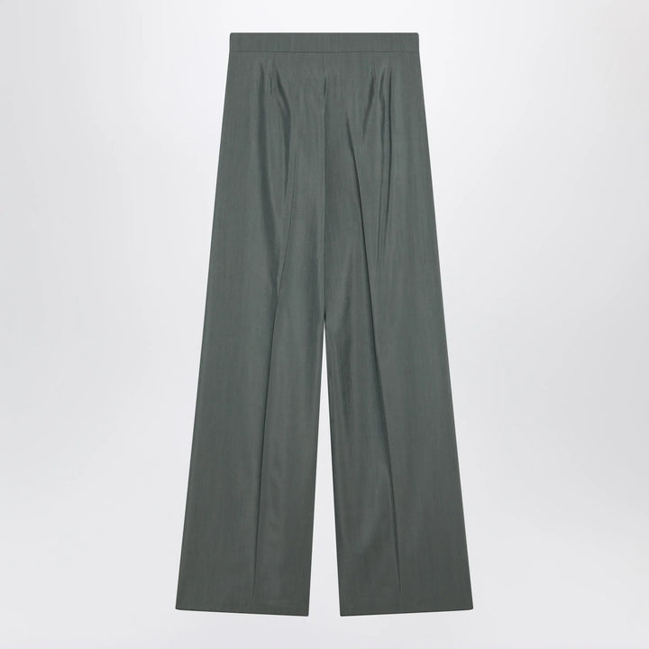 Max Mara - Dark green wide trousers in wool and silk Brand Pants